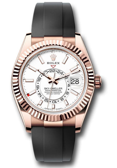 Rolex Sky-Dweller Rose Gold White Dial Oysterflex 336235 - WatchesOff5th